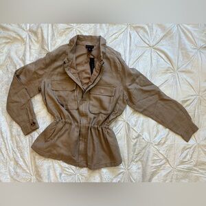 NWOT Tahari Lyocell Lightweight Jacket - Drawstring Waist, Tan, Small